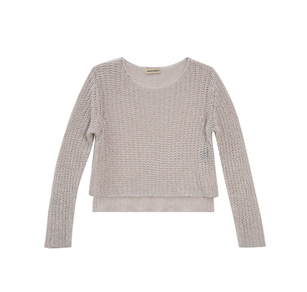 Vague long sleeve crochet shirt - cream