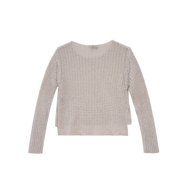 Vague long sleeve crochet shirt - cream