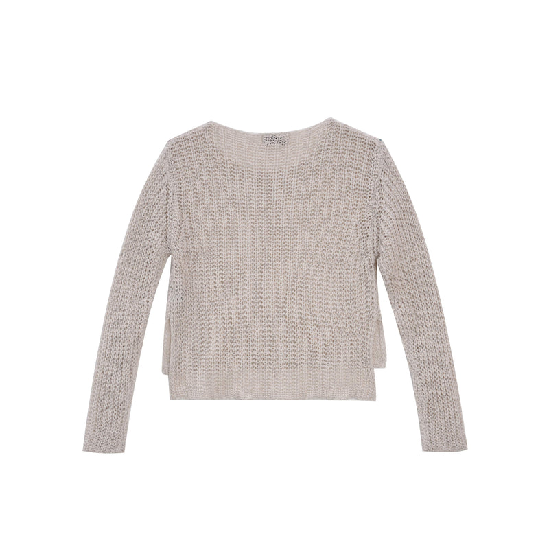 Vague long sleeve crochet shirt - cream