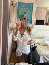 Vague linen pareo - White