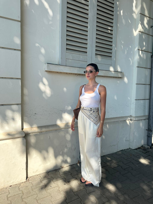 Vague et Chanson classic satin trousers - Cream