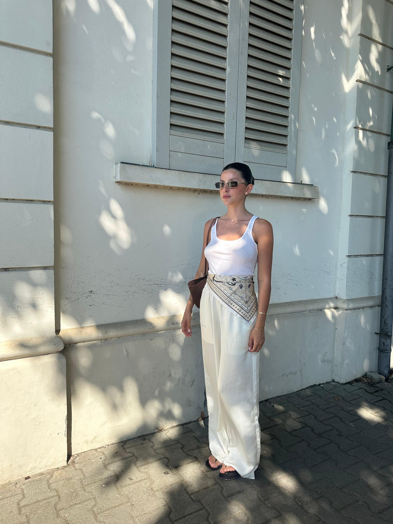 Vague et Chanson classic satin trousers - Cream