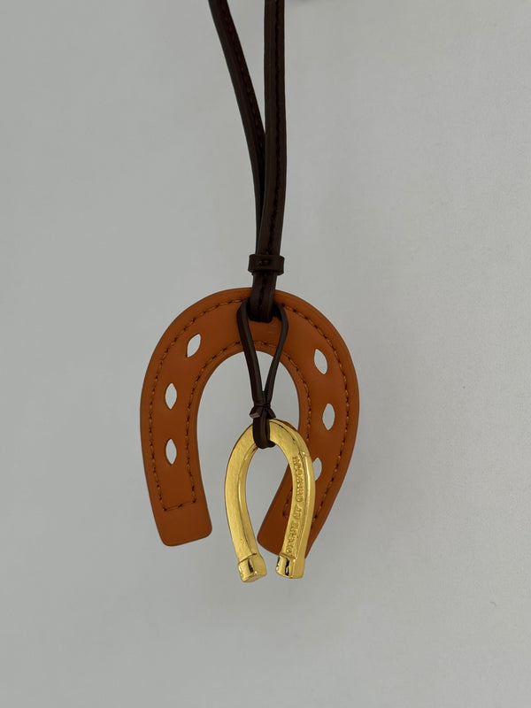 Vague leather Horseshoe Charm and keychain- Dark brown