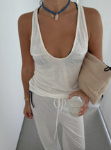 Vague soft sheer tank top- white