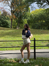 Vague Nylon Sweatshirt - Navy/Cream