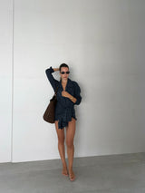 Vague linen button up shirt - Blue