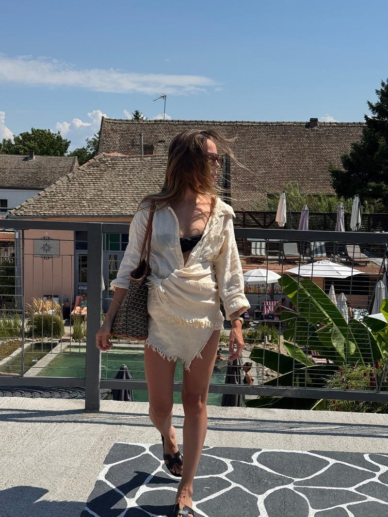 Vague linen pareo- Natural