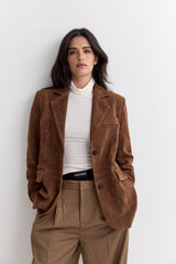 Vague tailored Suede Blazer- brown