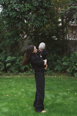 Vague zipper classic sweater- Black