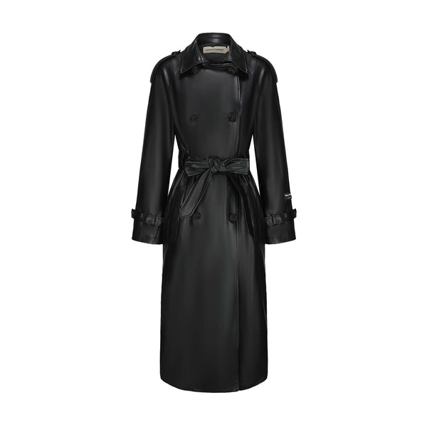 Vague the leather trench- black