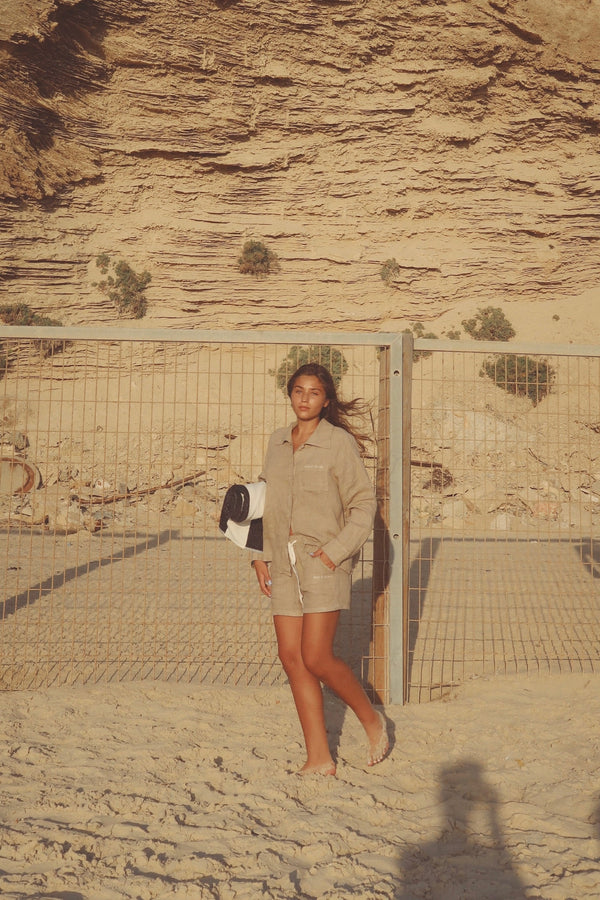Vague linen shorts- Natural