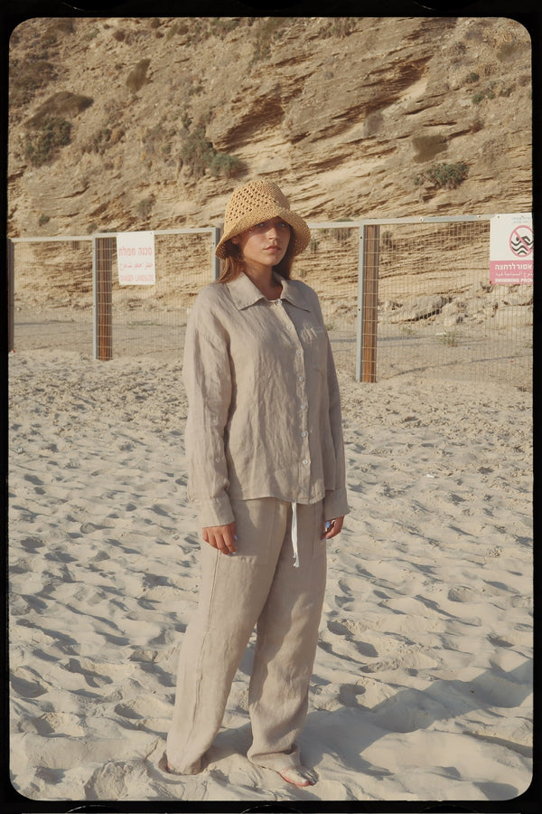 Vague linen button up shirt- Natural