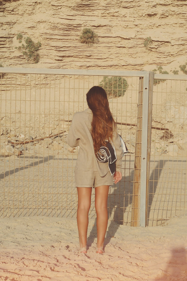 Vague linen shorts- Natural