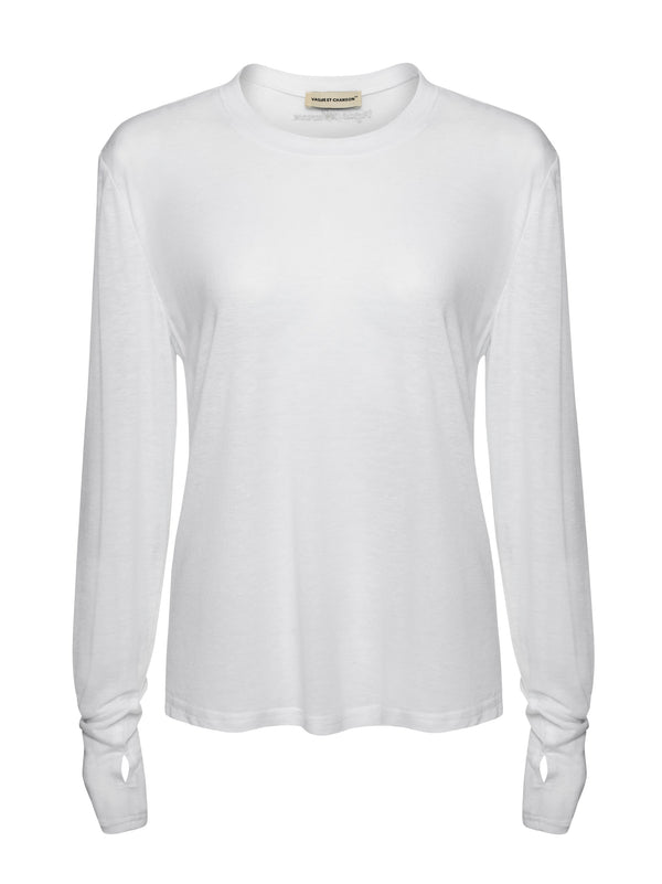 Vague sheer soft shirt long sleeve- White