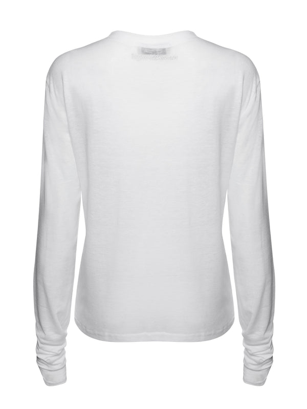 Vague sheer soft shirt long sleeve- White