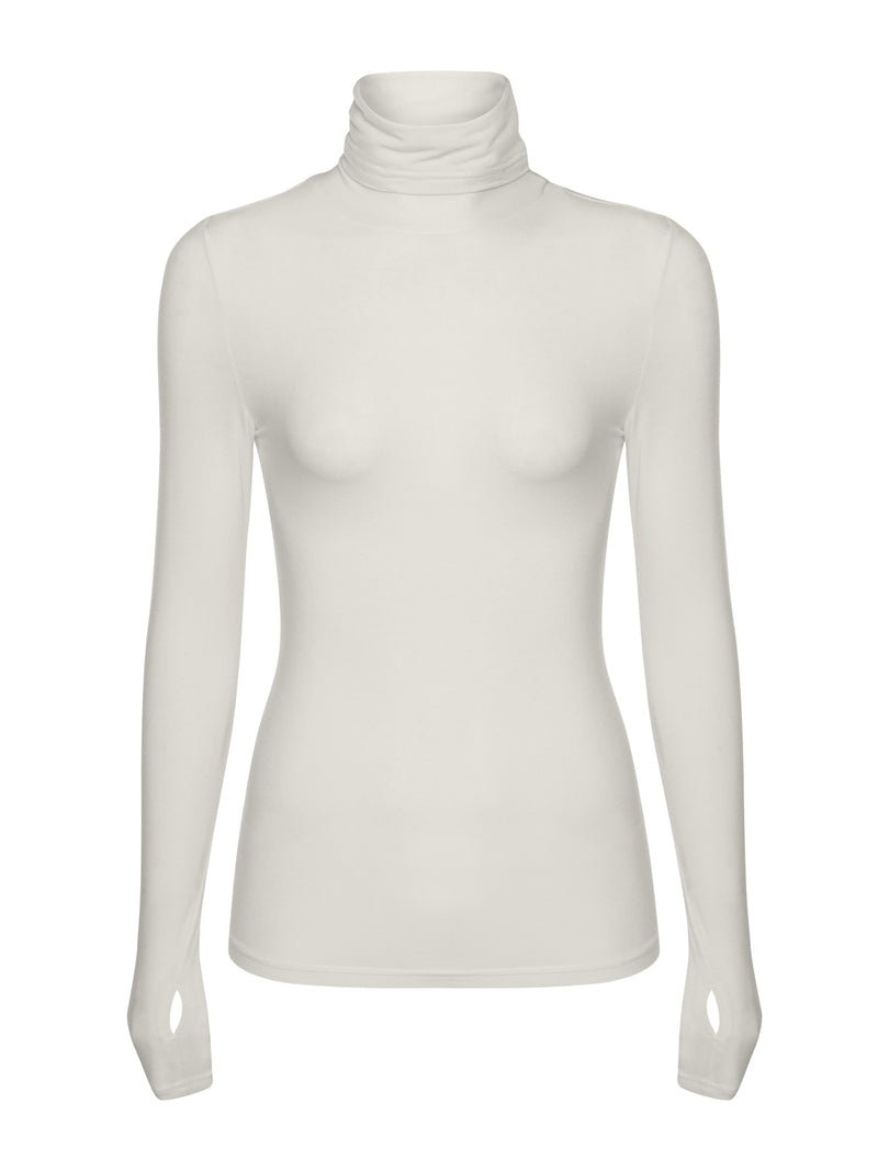 Vague sheer soft turtle neck shirt- Off white – Vague et Chanson