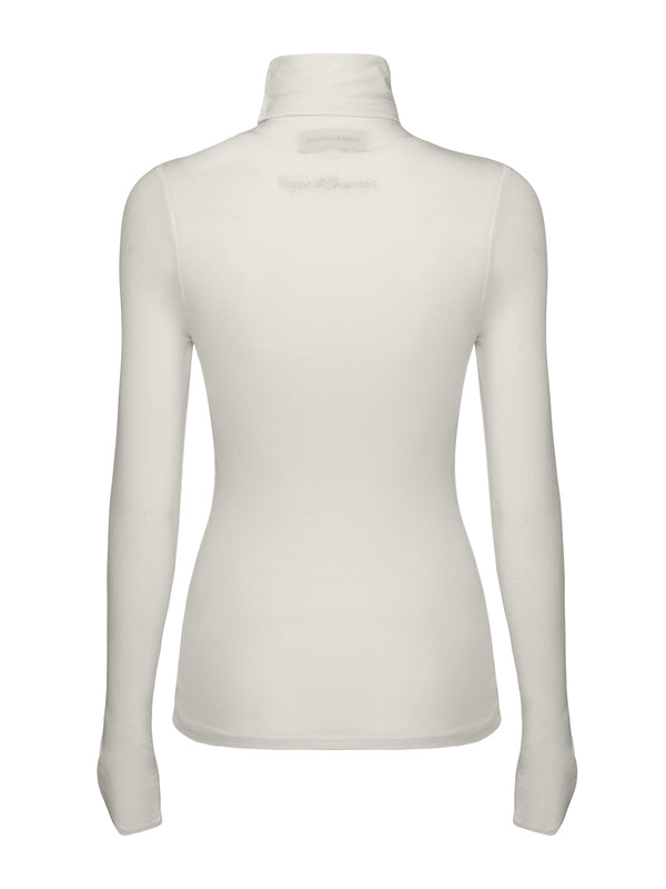 Vague sheer soft turtle neck shirt- Off white