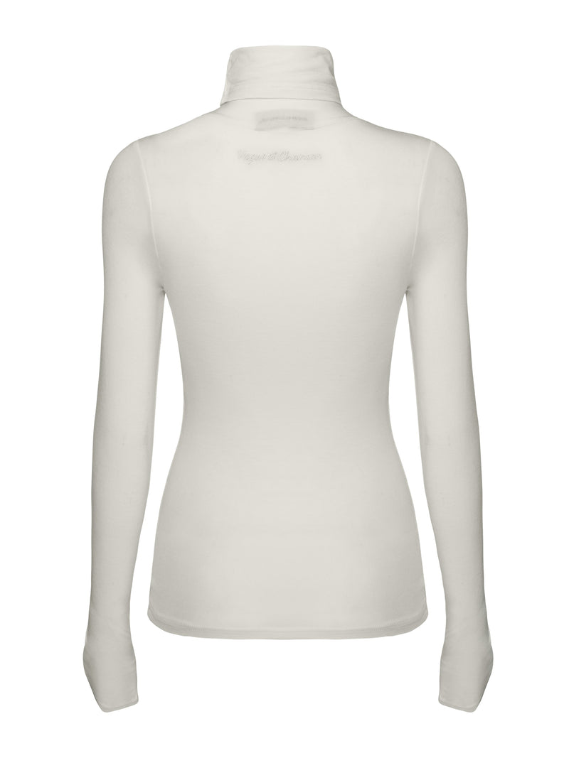 Vague sheer soft turtle neck shirt- Off white