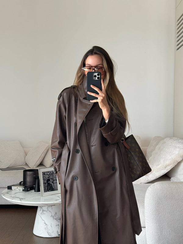 Vague the leather trench- Brown