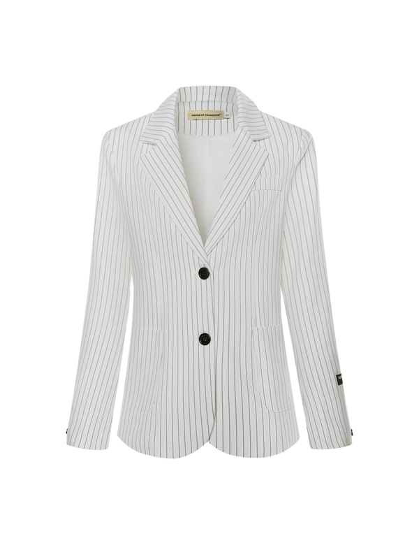 VAGUE THE STRIPED BLAZER- WHITE