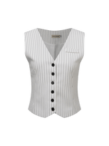 Vague striped vest- White