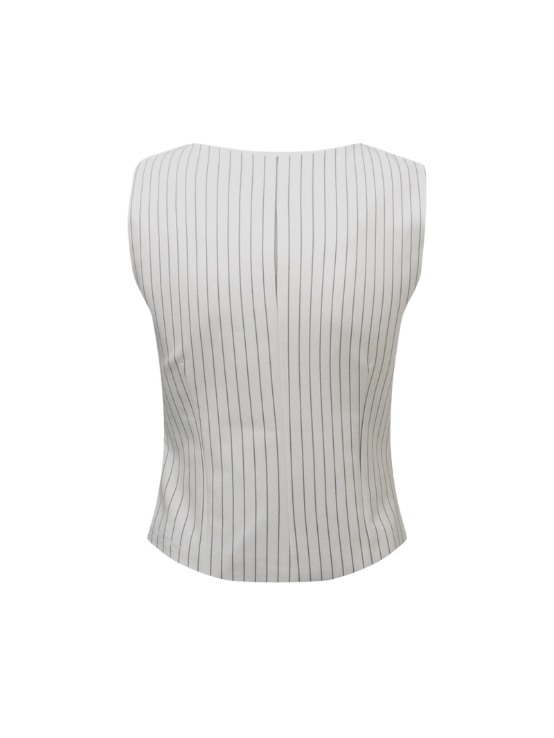 Vague striped vest- White