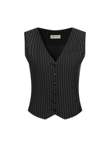 Vague striped vest- Black