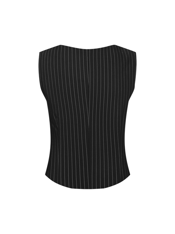 Vague striped vest- Black