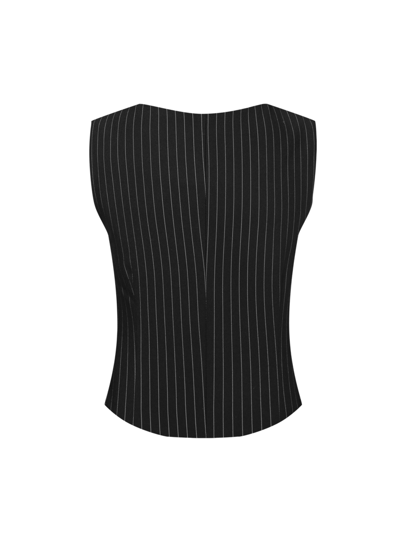 Vague striped vest- Black