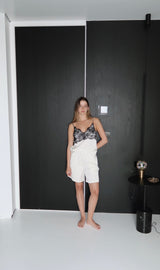 Vague satin bermuda shorts - Cream