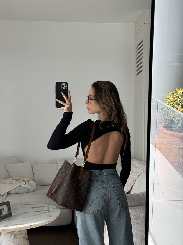 Vague long sleeve open back bodysuit - Black