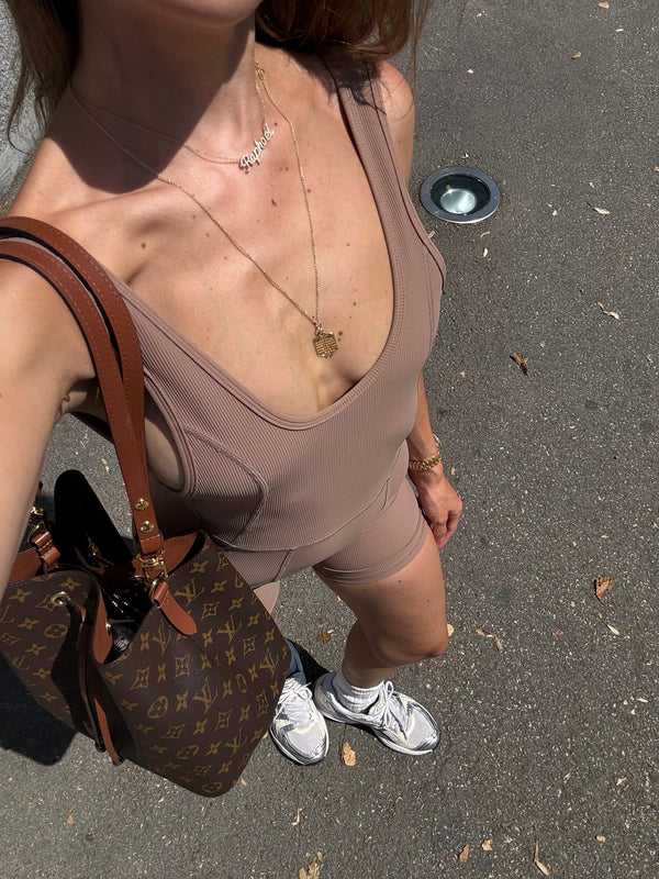Vague et Chanson the short ribbed romper - Light brown