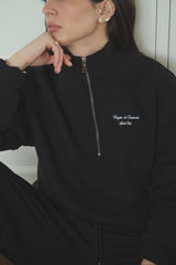 Vague zipper classic sweater- Black