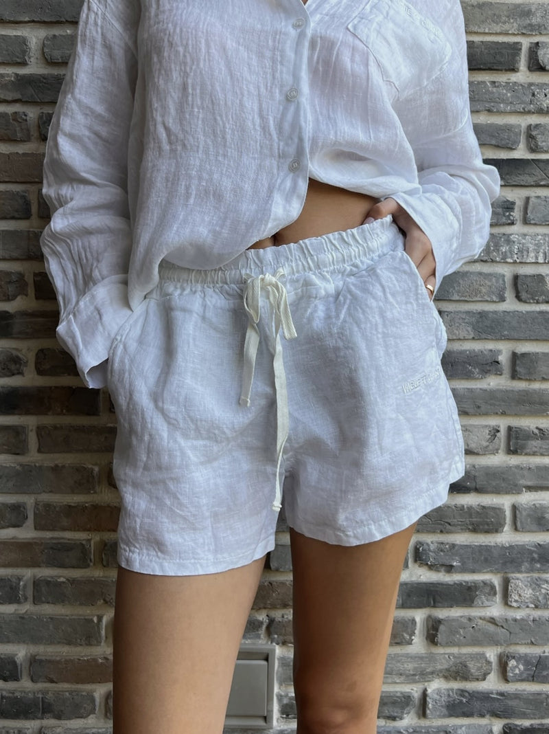 Vague linen shorts- White