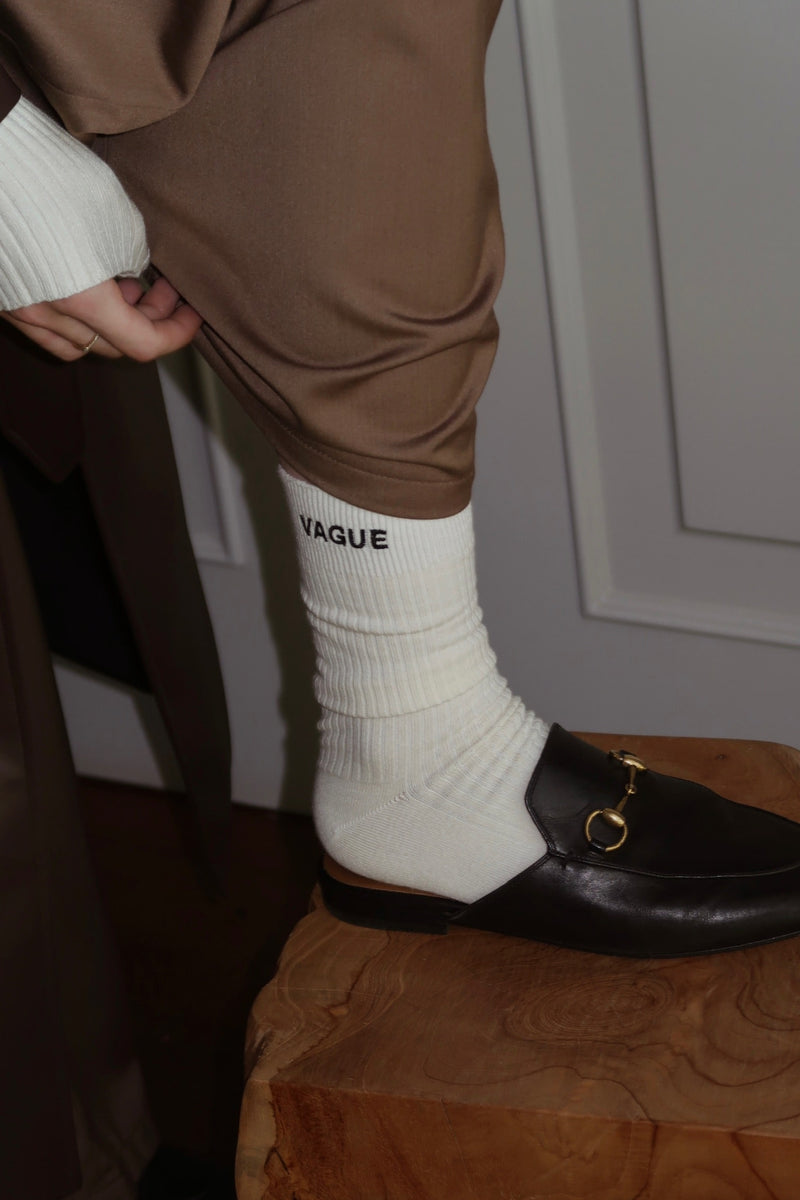 Vague ribbed socks- Cream