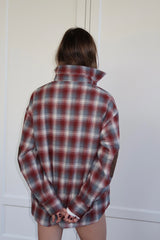 Vague plaid flannel button up shirt- Red & blue