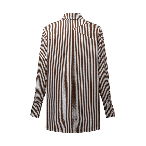 Vague striped button up shirt - brown