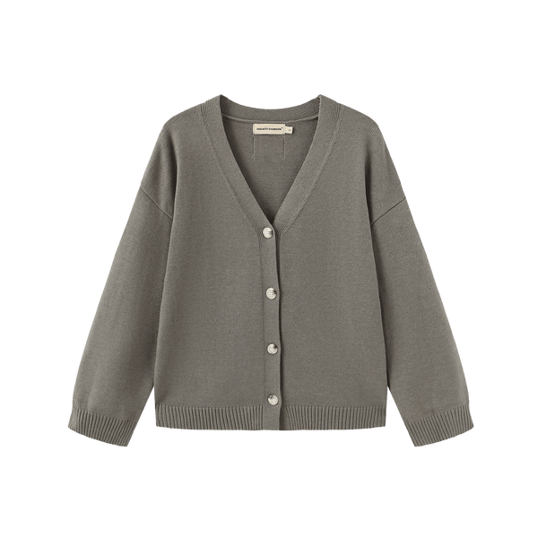 Vague knit cardigan-  Grey