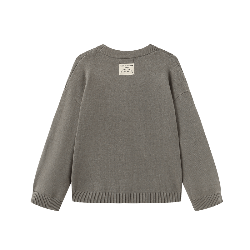 Vague knit cardigan-  Grey