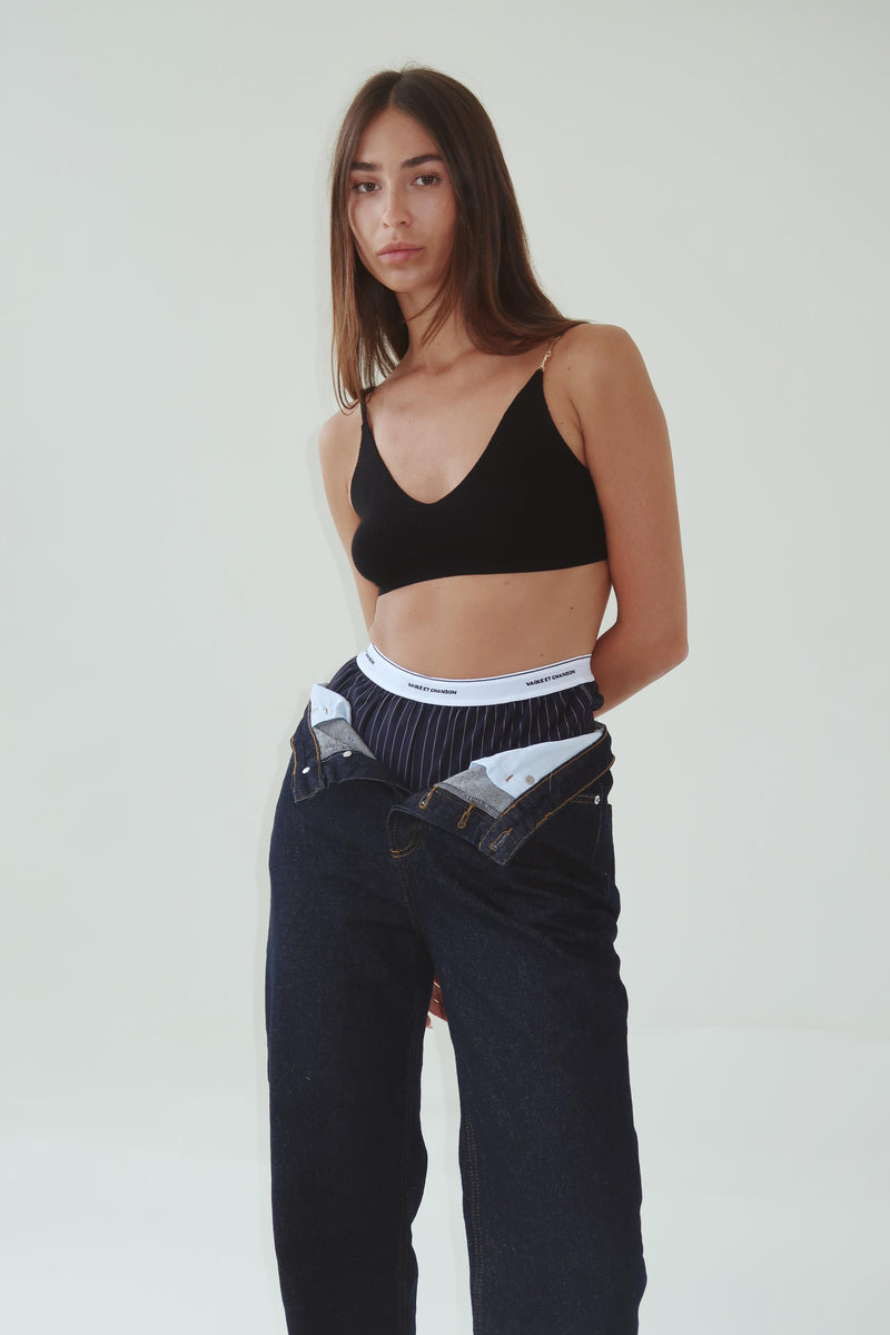 Vague et Chanson striped boxer- Navy