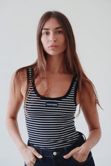 Vague tank top No.3 LOGO- Striped