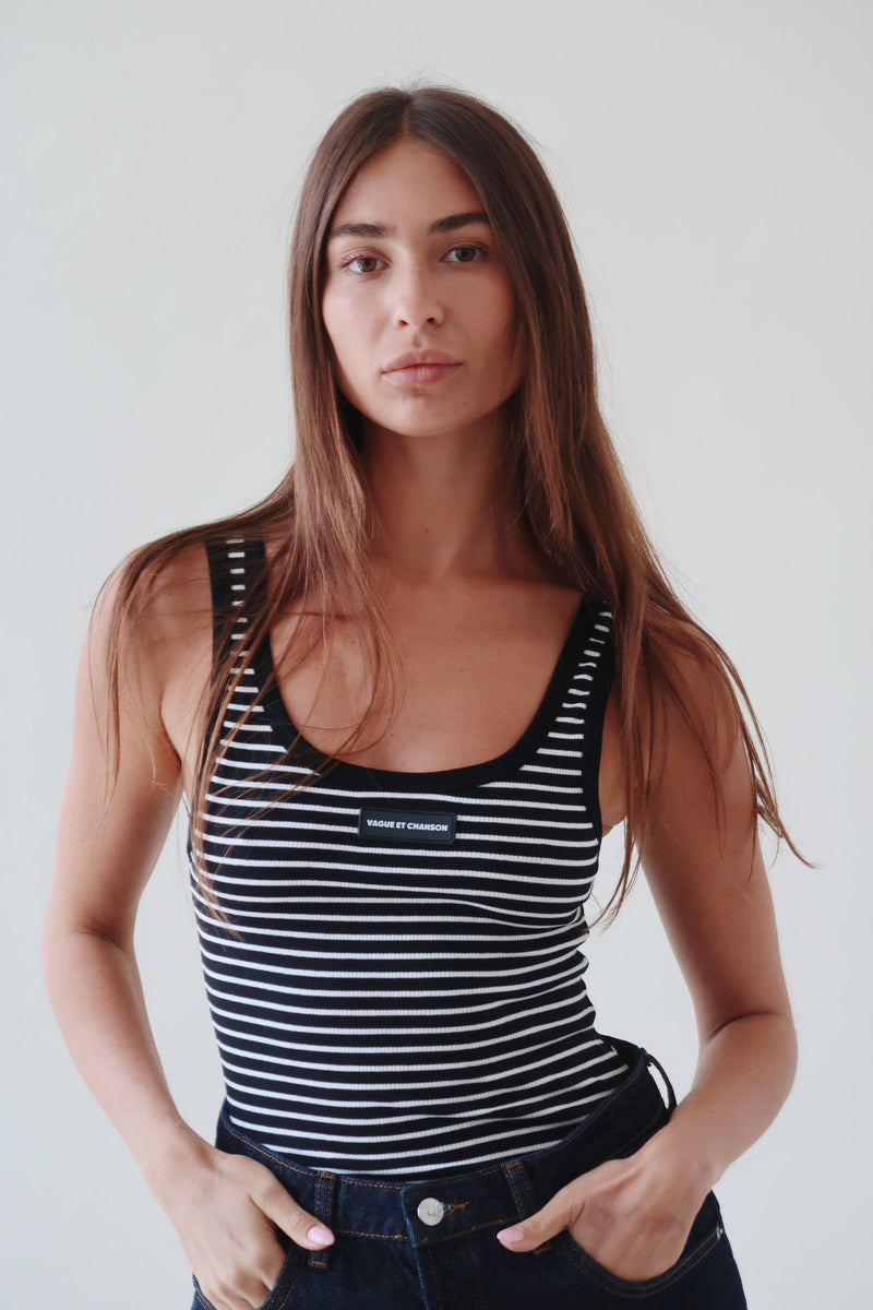 Vague tank top No.3 LOGO- Striped