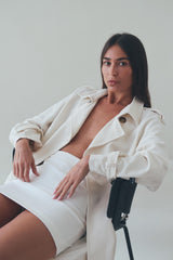 Vague tailored mini skirt- Cream