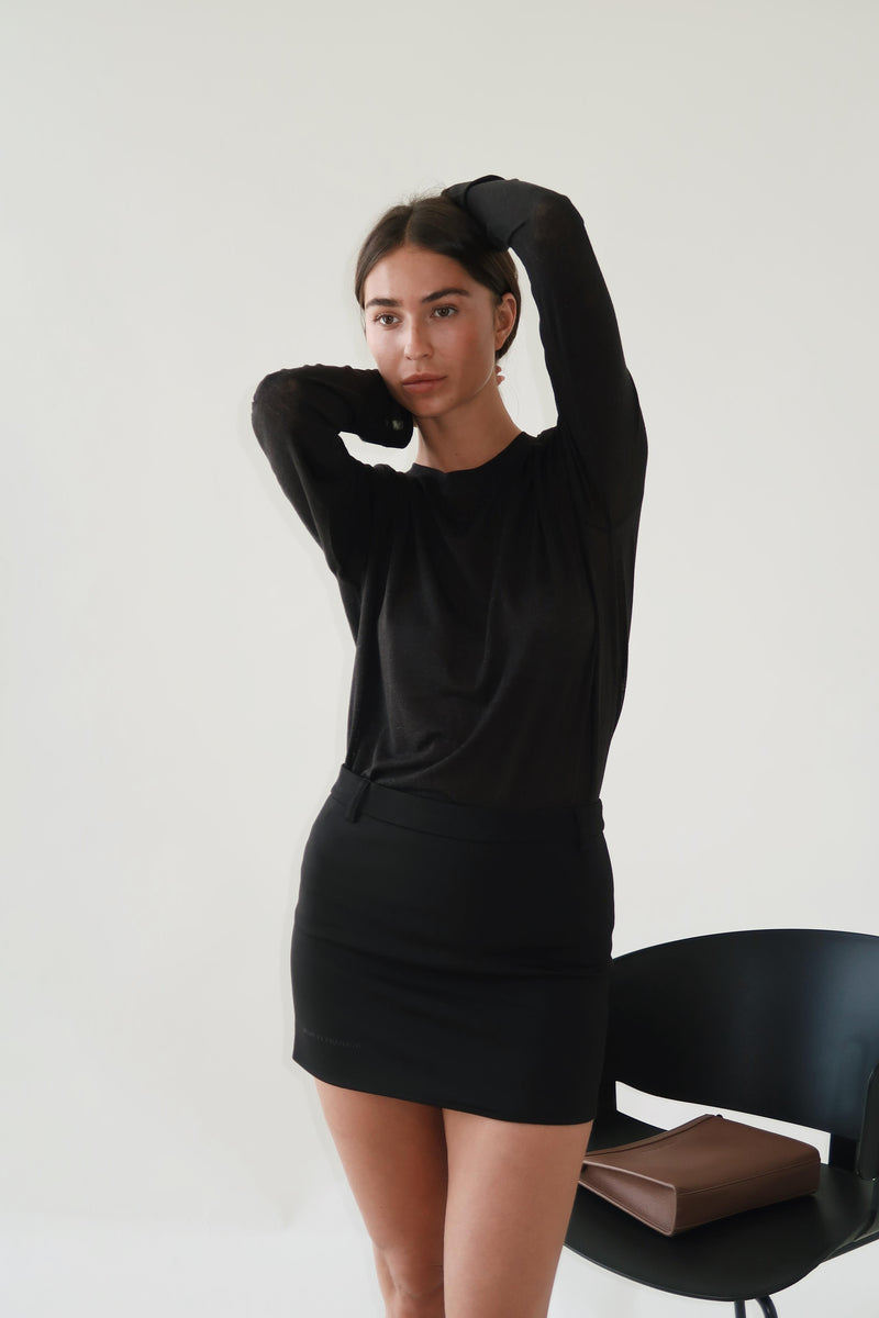 Vague tailored mini skirt-  Black