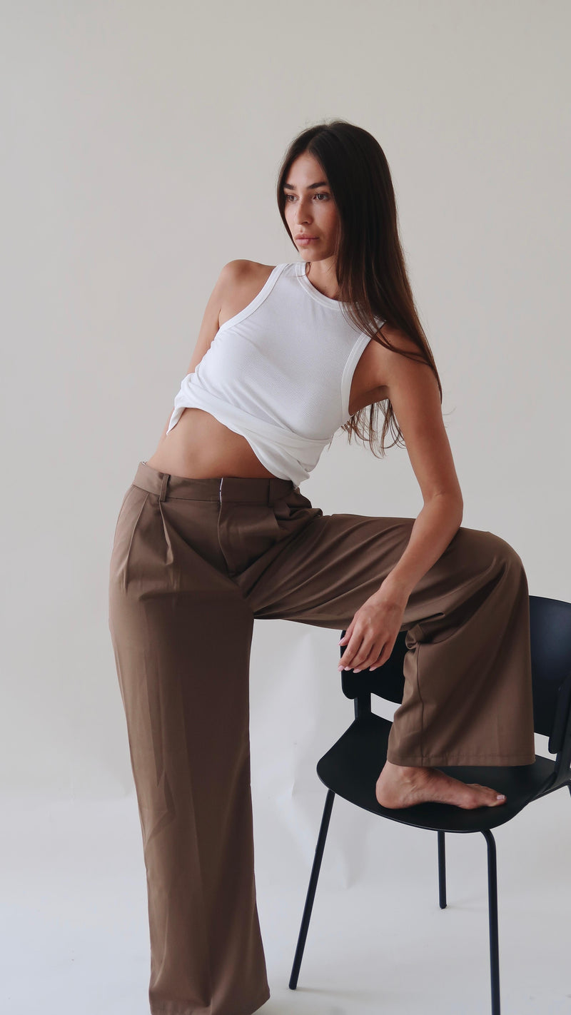Vague classic tailored trousers- Brown
