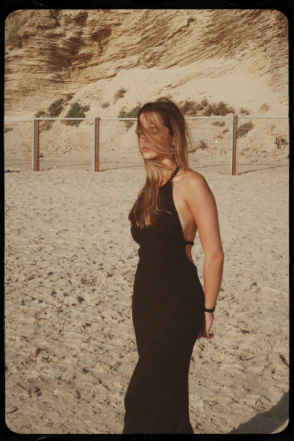 Vague backless collar dress - Black