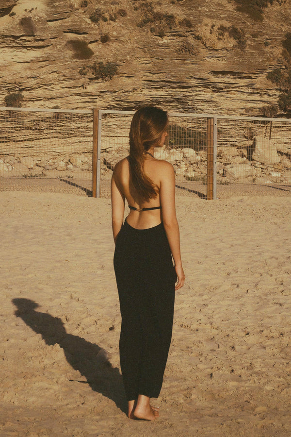 Vague backless collar dress - Black