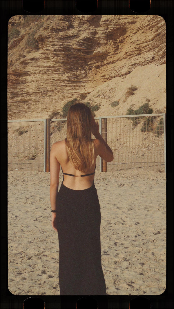 Vague backless collar dress - Black