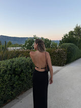 Vague backless collar dress - Black