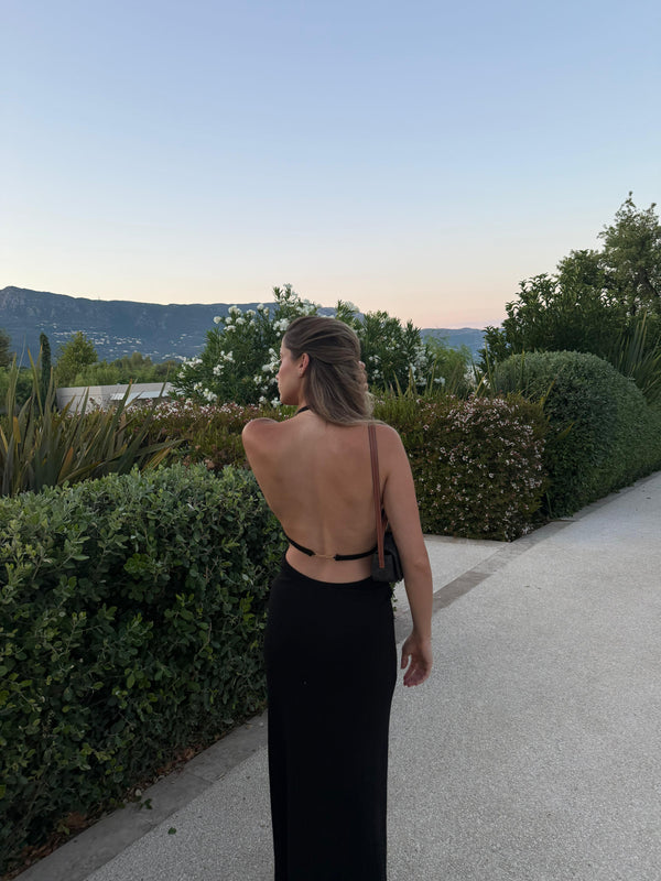 Vague backless collar dress - Black